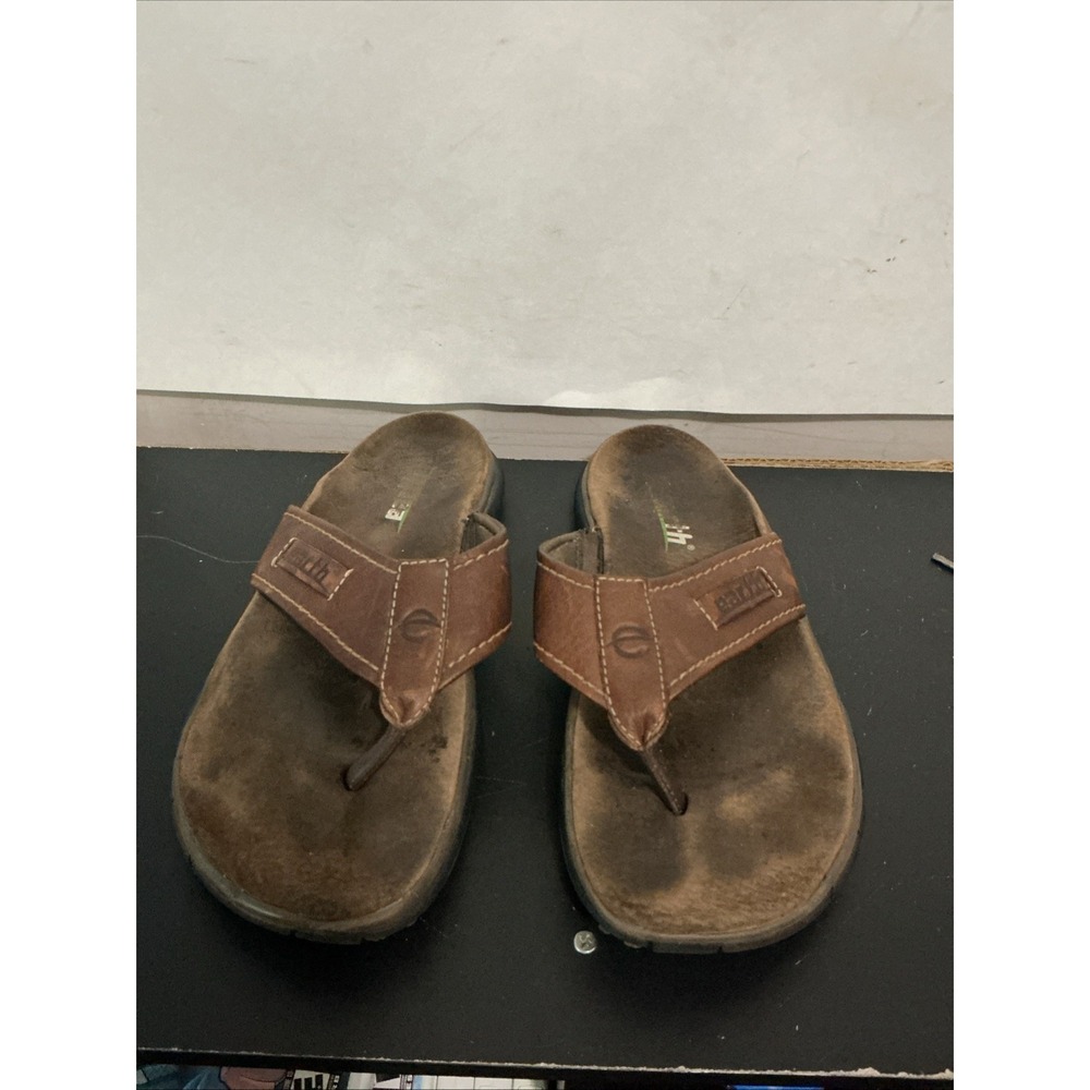 Earth Cove Sandstone Brown Leather Flip Flops Mens Size 8 Sandals